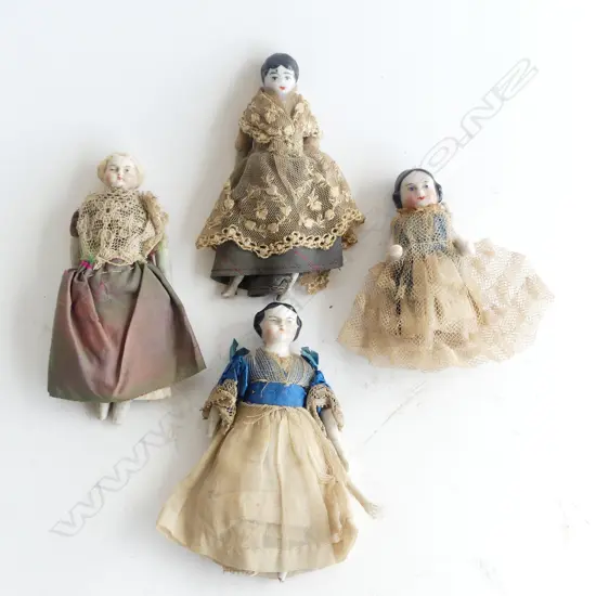 4 MID 19thC CHINA DOLLS H.100mm