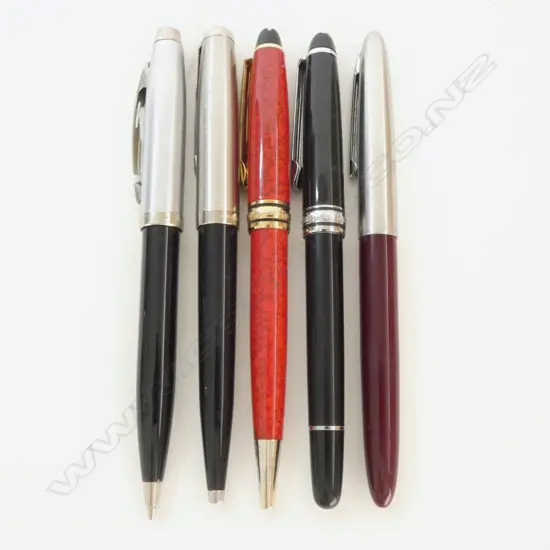 5 VINTAGE PENS; 2 MONT BLANC, PARKER & SHAEFFER (all need new cartridges)