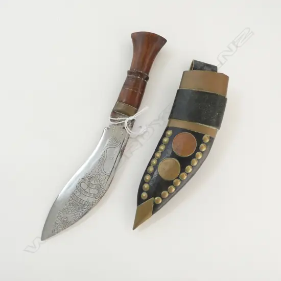 SMALL LEATHER & BRASS SHEATHED KUKRI L.240mm