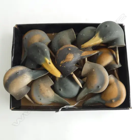 TWELVE VINTAGE PLASTIC DUCK DECOY HEADS 