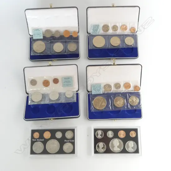 2 1969 NEW ZEALAND COOK COMMEMORATIVE COIN ISSUES, ROYAL VISIT 1970 & 3 OTHER CASE COIN ISSUES (6)