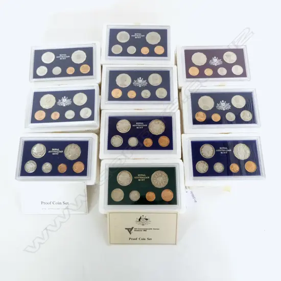 10 AUS. COIN PROOF SETS 1975-1984