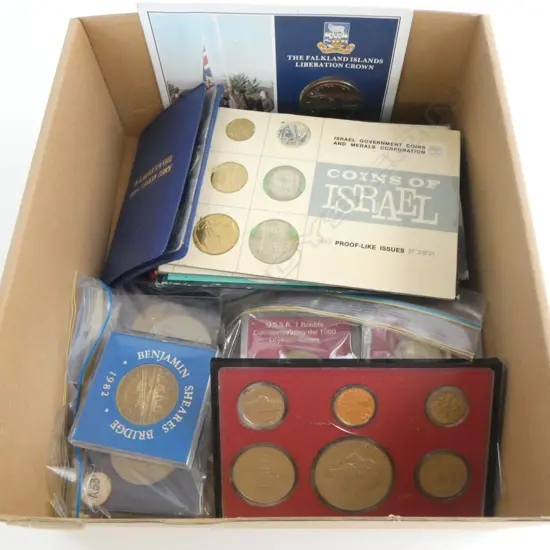 ASST. WORLD COINS; U.S.A., FALKLANDS, ISRAEL, COOK ISLANDS, etc