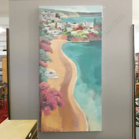 LINDA TAPLIN, CHELTENHAM BEACH, ACRYLIC ON CANVAS 1200x600mm