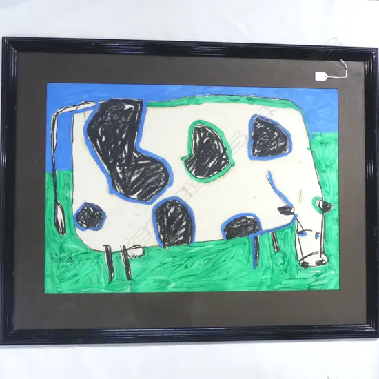 BRENDAN McGORRY (NZ b.1966), ABSTRACT COW, MIXED MEDIA ON PAPER 580x830mm