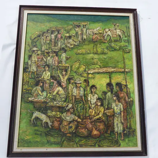 LG SIGNED BALINESE ARTWORK, OIL ON BOARD 950x765mm...