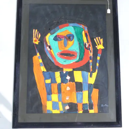 BRENDAN McGORRY (NZ b.1966), FIGURE w. HANDS RAISED, MIXED MEDIA ON PAPER 880x630mm