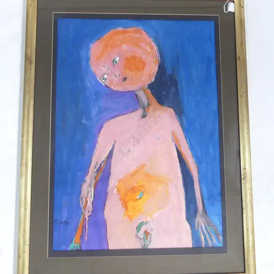 SIGNED ARTWORK, ABSTRACT NUDE FIGURE, ACRYLIC ON PAPER, 845x595mm