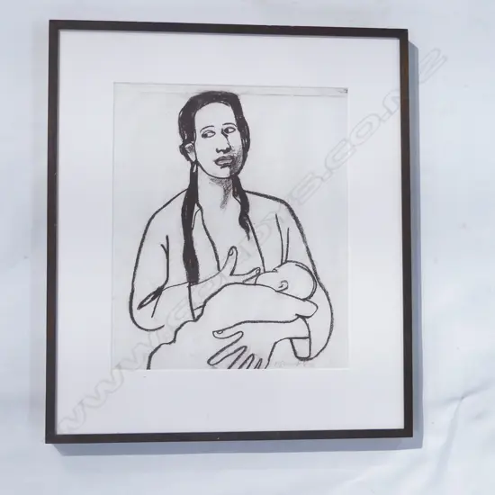 MURRAY GRIMSDALE MOTHER & CHILD CHARCOAL 1976