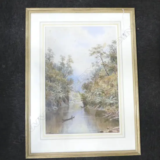 WILLIAM GEORGE BAKER (NZ 1864-1929) 'PATEA RIVER' WC 530x355mm foxing