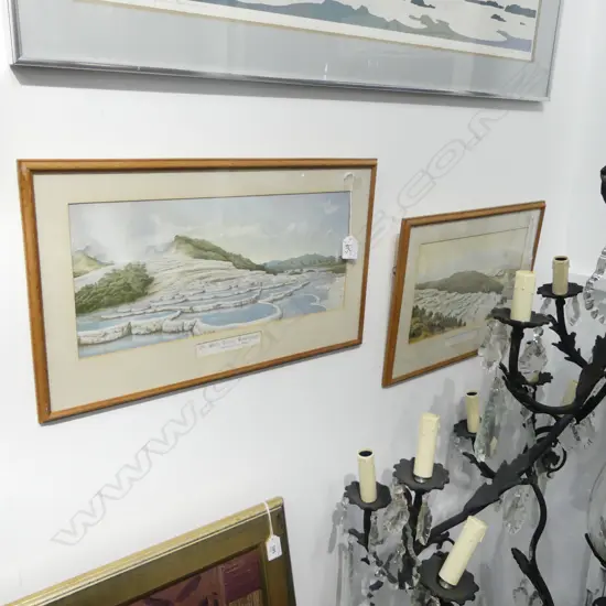 1 PINK TERRACE & 1 WHITE TERRACE FRAMED PRINTS 190x430mm