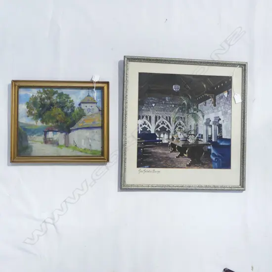 'THE TAKAHE LOUNGE' PRINT 350x360mm + VILLAGE OIL 245x300mm