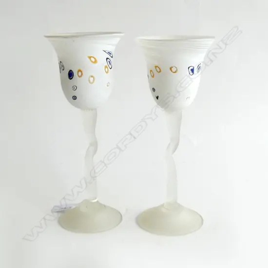 PR LYNETTE CAMPBELL ART GLASS GOBLETS 2003 H.260mm