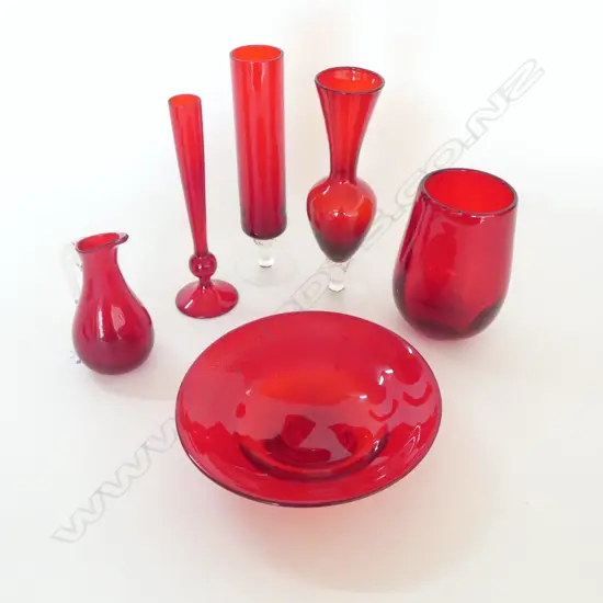 6 PCES. RUBY GLASS H.205mm