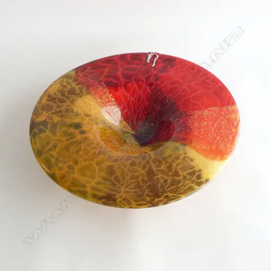 MURANO 1989 ART GLASS FLARED BOWL foil inclusions engraved & labelled marks Dia.380mm