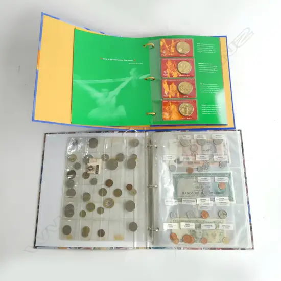SYDNEY OLYMPICS 2000 COIN COLLECTION BINDER w. MONEY OF THE WORLD COINS & BANKNOTES COLLECTION