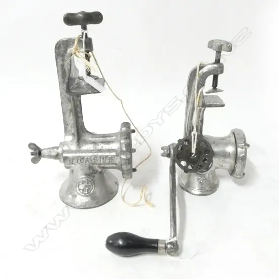 2221/3608 2 VINTAGE CAST BENCH MOUNTED MINCERS L250MM