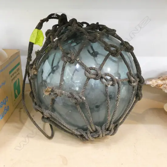 HAND BLOWN GLASS BALL FISHING FLOAT w. NETTING 270mm
