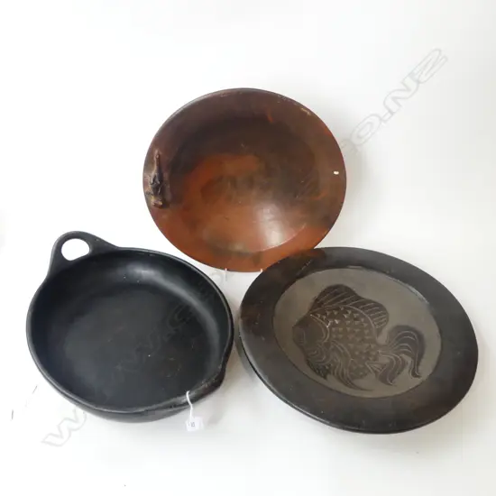 3 LG EARTHENWARE DISHES; 415mm dia