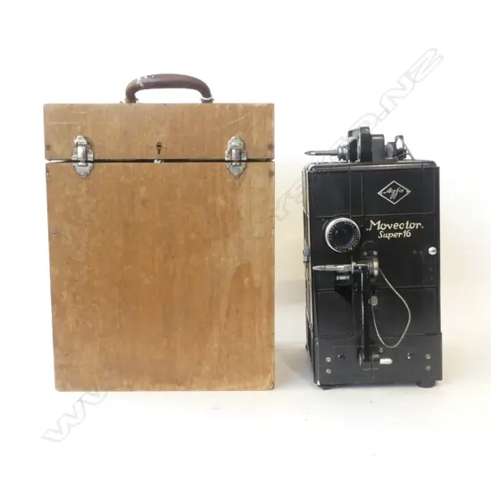 CASED AGFA MOVECTOR SUPER 16 PROJECTOR, 340 x 170mm