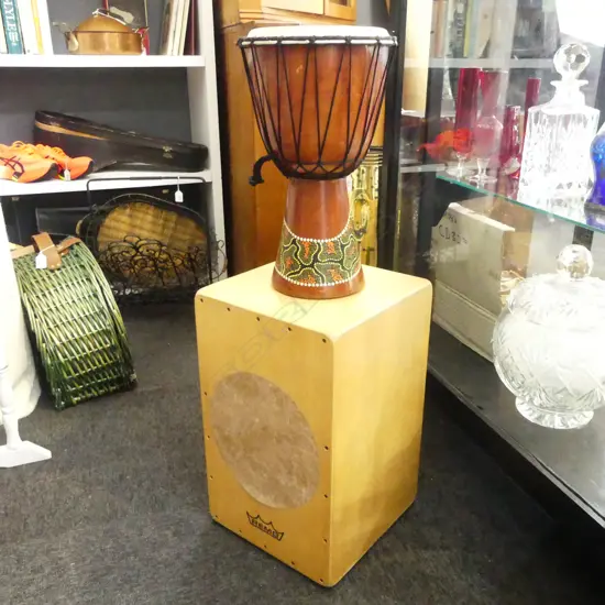 2 WOODEN DRUMS; REMO MONDO CAJON H.480mm, OTHER