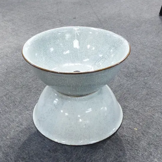 PR CRACKLE GLAZE CERAMIC HAND BASINS; 1 w. FITTING Dia.405mm