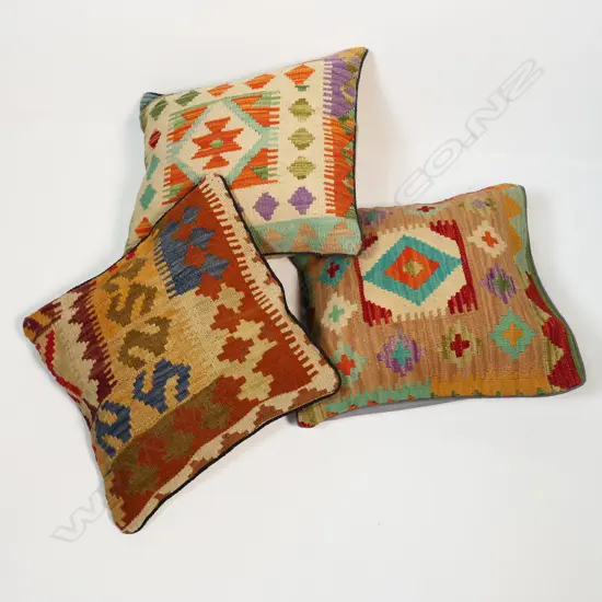 THREE SQUARE KILIM CUSHIONS