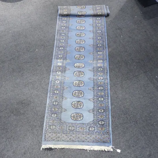 HAND KNOTTED BLUE RUNNER 3100x800mm