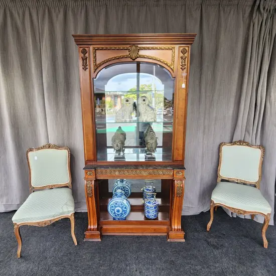 FRENCH STYLE LIGHTED DISPLAY CABINET - 2020 x 1090 x 430 mm