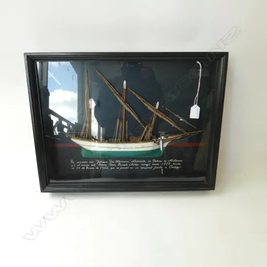 FRAMED HALF HULL SAIL BOAT MODEL 500x70x375mm