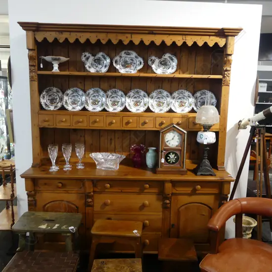 VICTORIAN QUALITY LG 2 PART PINE DRESSER 1830x510x2120mm