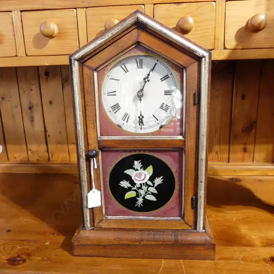 MID 19thC AMERICAN MANTLE CLOCK H.440mm