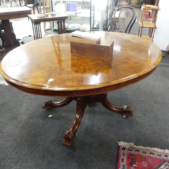 VICTORIAN BURR VANEER LOO TABLE W.1350mm