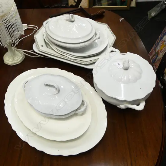 ANTIQUE WHITE CHINA; IRONSTONE ETC