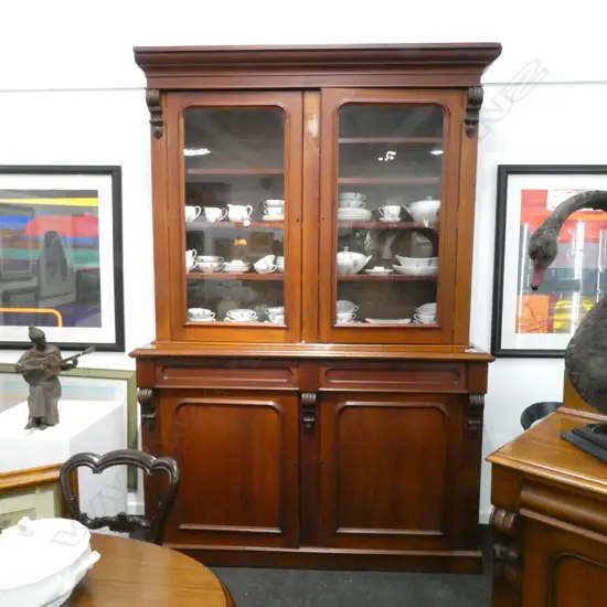 MAHOGANY CHIFFONIER BOOKCASE 1630x485x2410mm (minor losses to woodwork)