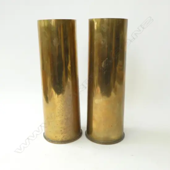 PAIR WWII BRASS SHELL CASES 1942 MILITARY ARROW 25P II MC CF, H.290MM D.104MM