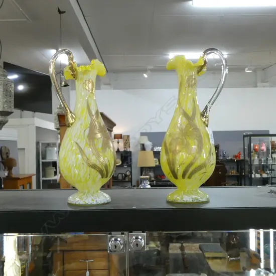 2 ART GLASS JUGS H.350mm