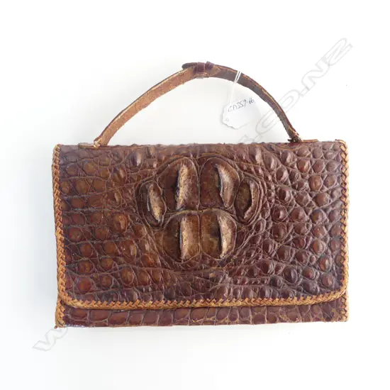 VINTAGE CROCODILE SKIN & LEATHER HANDBAG W.265mm