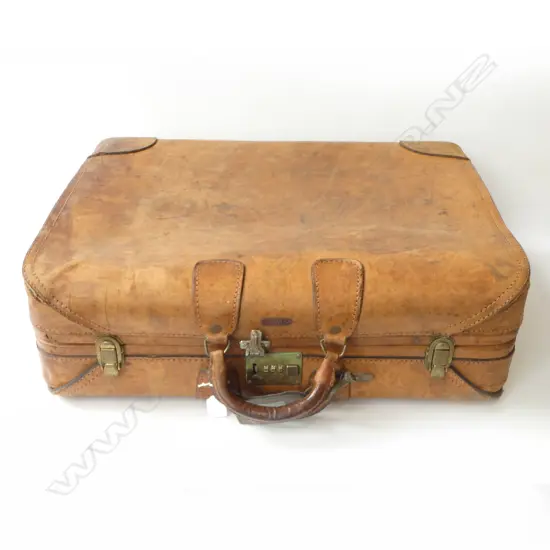 CROUGH & FITZGERALD FITTED LEATHER SUITCASE; Combination 863