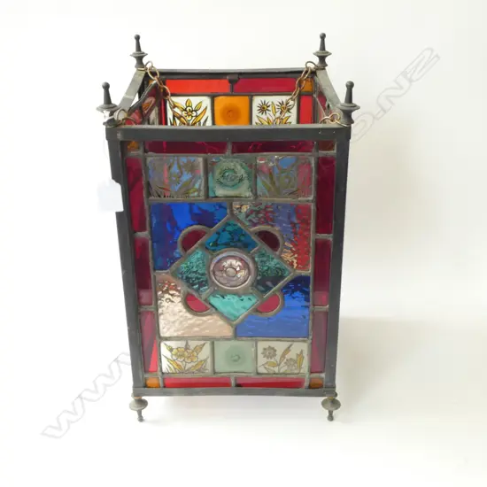 STAINED GLASS LANTERN 250x250x410mm