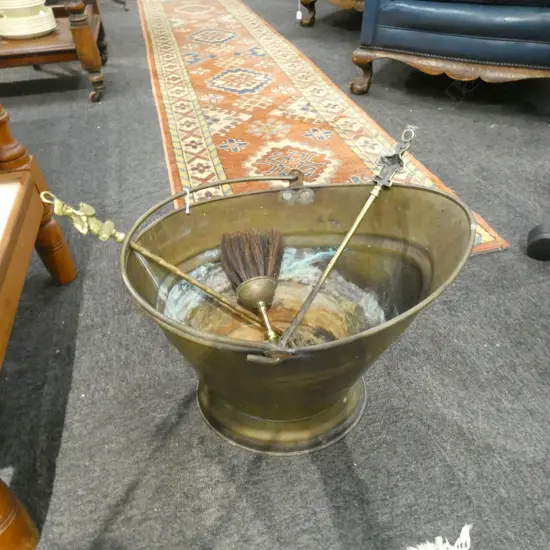 BRASS COAL BUCKET H.325mm + 3 TOOLS