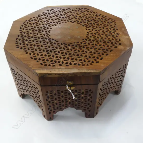 OCTAGONAL WOODEN JEWELLERY BOX 320mm dia