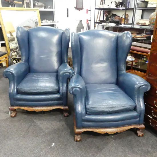 PR BLUE LEATHER ARMCHAIRS 830x800x1025mm