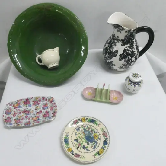 CARLTONWARE TOAST RACK & JUG, MAONS PLATE, MODERN BASIN & JUG, etc