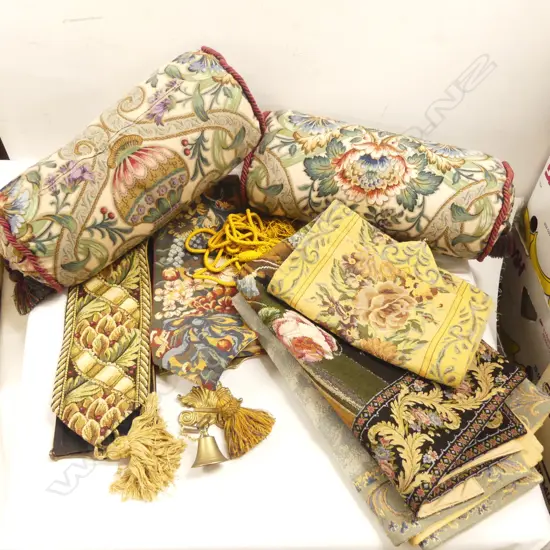 BOX ASST TAPERSTRIES + 2 BOLSTER CUSHIONS w tassles