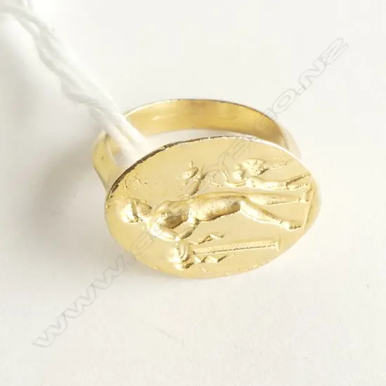 GOLD PLATE CAST ITALIANITE SEAL RING SIZE M