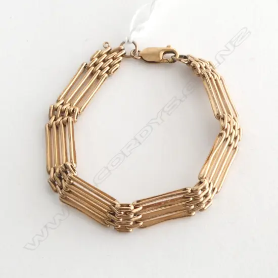 9ct ROSE GOLD GATE LINK BRACELET 15.4gms
