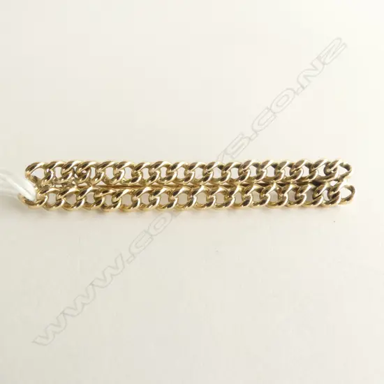 15ct YELLOW CURB LINK CHAIN DBLE ROW BAR BROOCH 8.9gms