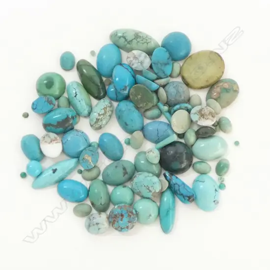 ASST CUT TURQUOISE CABOCHONS etc