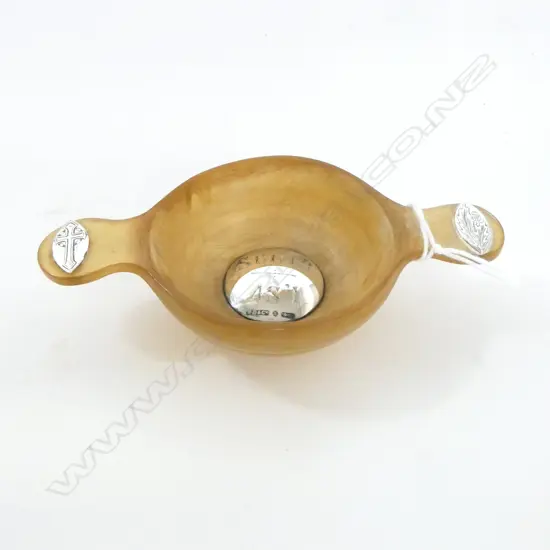 SCOTTISH SILVER & HORN QUAICH (loving cup) William Dunningham & Co Edinburgh 1904-5